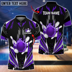 Maxcorners Bowling And Pins Thunder Pattern Multicolor Option Customized Name 3D Shirt