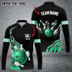 Maxcorners Bowling And Breaking Pins Multicolor Option Customized Name Long Sleeve 3D Shirt
