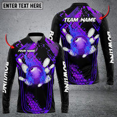 Maxcorners Bowling And Pins Abstract Grunge Texture Multicolor Option Customized Name Long Sleeve 3D Shirt