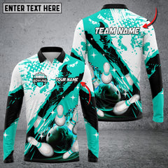 Maxcorners Paint Slash Flame Bowling And Pins Multicolor Option Customized Name Long Sleeve 3D Shirt