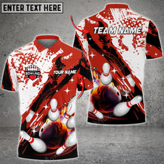 Maxcorners Paint Slash Flame Bowling And Pins Multicolor Option Customized Name 3D Shirt