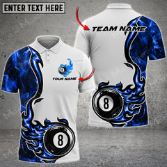 Maxcorners Billiards 8 Ball Fire Smoke Pattern Personalized Name 3D Shirt (Multi Color Options)