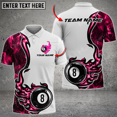Maxcorners Billiards 8 Ball Fire Smoke Pattern Personalized Name 3D Shirt (Multi Color Options)