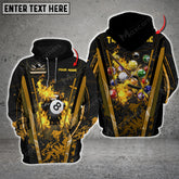 Maxcorners Billiards Abstract Grunge Texture Multicolor Option Customized Name 3D Hoodie