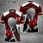 Maxcorners Fire Bowling And Pins Polka Dot Motifs Multicolor Option Customized Name 3D Shirt (4 Colors)