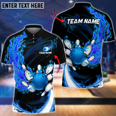 Maxcorners Breath Of Fire Bowling And Pins Multicolor Option Customized Name 3D Shirt