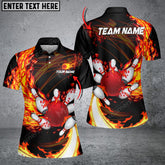 Maxcorners Breath Of Fire Bowling And Pins Multicolor Option Customized Name 3D Shirt For Women