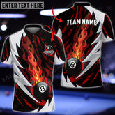 Maxcorners Billiards Fire Thunderstorm Personalized Name, Team Name Unisex Zipper Polo ( More Color Options )