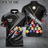 Maxcorners Billiards Sport 3x Personalized Name, Team Name Unisex Zipper Polo ( More Color Options )