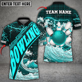 Maxcorners Bowling Ball And Pins Poseidon Storm Multicolor Option Customized Name 3D Shirt (4 Colors)