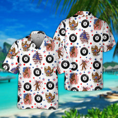 Maxcorners Billiards American Ball 8 Bigfoot Hawaiian Shirt