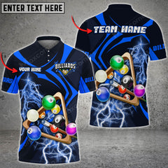 Maxcorners Billiard Crashing Thunder Pattern Premium Customized Name 3D Shirt