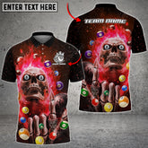 Maxcorners Billiards Skull Fire Pattern Multicolor Options Personalized Name 3D Shirt (6 Colors)