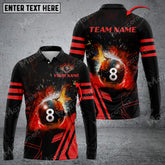 Maxcorners Billiard 8 Ball Flame Multicolor Option Customized Name Long Sleeve Polo Shirt