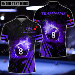 Maxcorners Billiard 8 Ball Flame Personalized Name 3D Shirt (Multi Color Options)