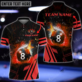 Maxcorners Billiard 8 Ball Flame Personalized Name 3D Shirt (Multi Color Options)