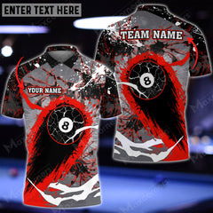 Maxcorners Billiard 8 Ball Stains Personalized Name 3D Shirt (Multi Color Options)