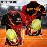 Maxcorners Tennis Ball Fire Colourful Multicolor Options Customized Name 3D Shirt ( 4 Colors )