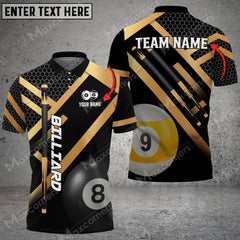 Maxcorners Billiards Metalic Style Personalized Name, Team Name Unisex Shirt ( 6 Colors )