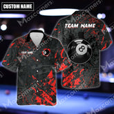 Maxcorners Billiard 8 Ball Black Stains Grunge Multicolor Options Personalized Name Hawaiian Shirt ( 5 Colors )