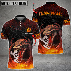 Maxcorners Billiards 8 Ball Fire Dragon Personalized Name 3D Shirt