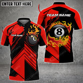 Maxcorners Billiards 8 Ball Fire Sport Personalized Name 3D Shirt (Multi Color Options)