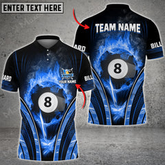 Maxcorners Billiards 8 Ball Fire Smoke Multi Color Options Customized Name 3D Shirt