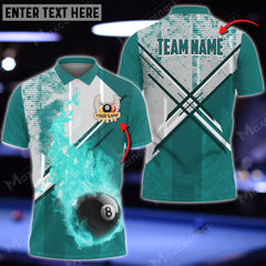 Maxcorners Billiards 8 Ball Point Fire Personalized Name 3D Shirt (Multi Color Options)