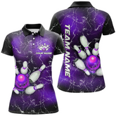Maxcorners Bowling And Pins Lightning Thunder Multicolor Option Customized Name 3D Shirt For Women