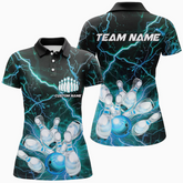 Maxcorners Bowling Ball & Pins Thunder Lightning Pattern Multicolor Option Customized Name 3D Shirt For Women