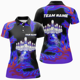 Maxcorners Flame Bowling Ball & Pins Multicolor Option Customized Name 3D Shirt For Women