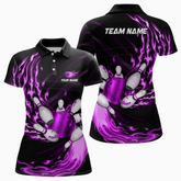 Maxcorners Bowling Ball & Pins Flame Multicolor Option Customized Name 3D Shirt For Women