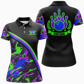 Maxcorners Bowling Ball & Pins Camo Pattern Multicolor Option Customized Name 3D Shirt For Women