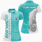 Maxcorners Bowling Ball & Pins Team league Jerseys Multicolor Option Customized Name 3D Shirt For Women