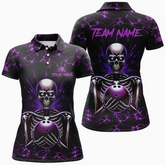 Maxcorners Bowling Ball & Pins Skull Lightning Jerseys Multicolor Option Customized Name 3D Shirt For Women
