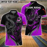 Maxcorners Bowling Ball And Pins Snake Multicolor Option Customized Name, Team Name 3D Polo Shirt (6 Colors)