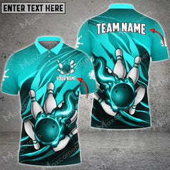 Bowling Ball And Pins Fire Storm Multicolor Option Customized Name 3D Shirt (6 Colors)