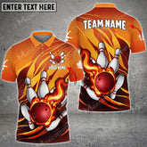 Bowling Ball And Pins Fire Storm Multicolor Option Customized Name 3D Shirt (6 Colors)