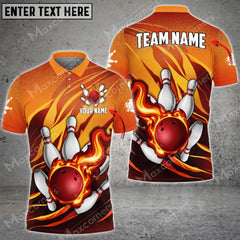 Bowling Ball And Pins Fire Storm Multicolor Option Customized Name 3D Shirt (6 Colors)