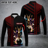 Maxcorners Bowling And Pins Premium Professional Multicolor Option Customized Name Long Sleeve 3D Shirt