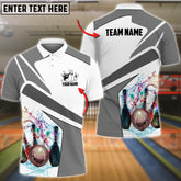 Maxcorners Bowling And Pins Water Pattern Professional Multicolor Option Customized Name 3D Shirt