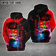 Maxcorners Bowling And Pins Premium Multicolor Option 3D Custom Name Shirt