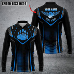 Maxcorners Bowling And Pins Polka Dot Motifs Premium Multicolor Option Customized Name Long Sleeve 3D Shirt