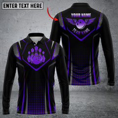 Maxcorners Bowling And Pins Polka Dot Motifs Premium Multicolor Option Customized Name Long Sleeve 3D Shirt