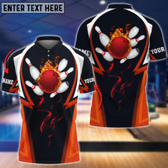 Maxcorners Flame Bowling Ball Premium Multicolor Option Customized Name 3D Shirt