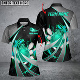 Maxcorners Flame Bowling And Pins Tornado Pattern Multicolor Option Customized Name 3D Shirt For Women