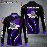 Maxcorners Funny Bowling Ball Flame Multicolor Option Customized Name Long Sleeve 3D Shirt