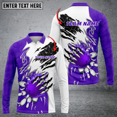 Maxcorners Bowling And Pins Plame Monster Hand Premium Multicolor Option Customized Name Long Sleeve 3D Shirt