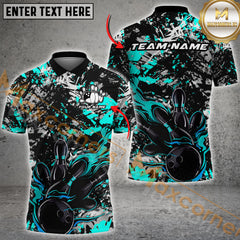 Maxcorners Pink And Black Paint Splatters Suitable Bowling Jersey Multicolor Options Personalized Name, Team Name 3D Shirt