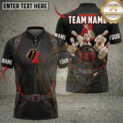 Maxcorners Bowling Superhero Black Widow Tactical Suit Strike Personalized Name 3D Unisex Shirt